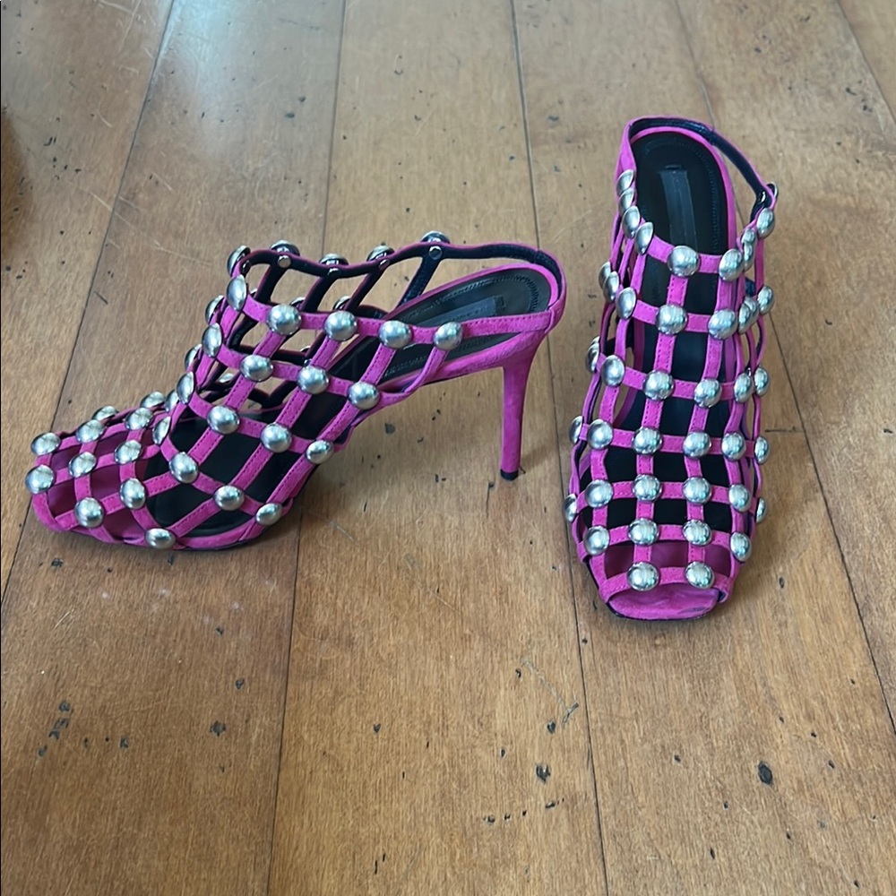 Alexander Wang Pink and Silver Heeled Sandals